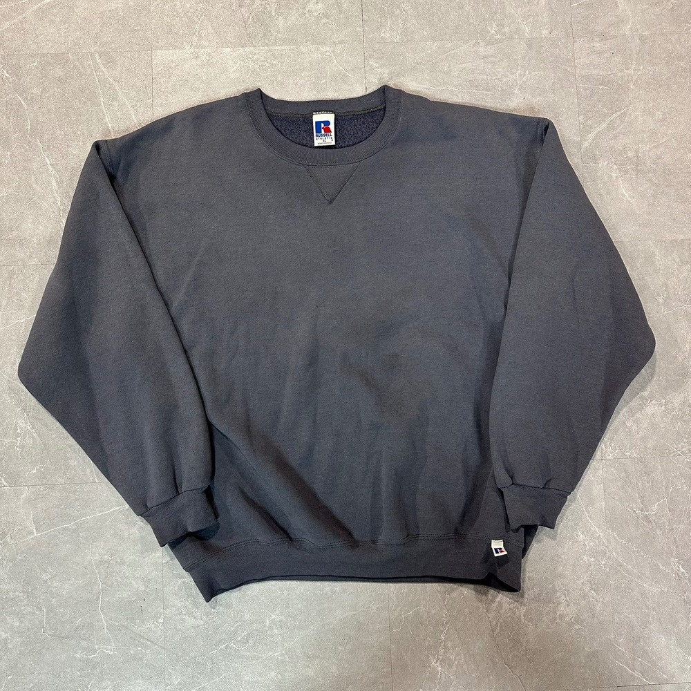 Russell Athletic Crewneck Sweatshirt Mens XL Gray V-Stitch Pullover Fleece 3845